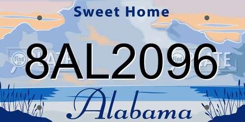 8AL2096 Alabama License Plate