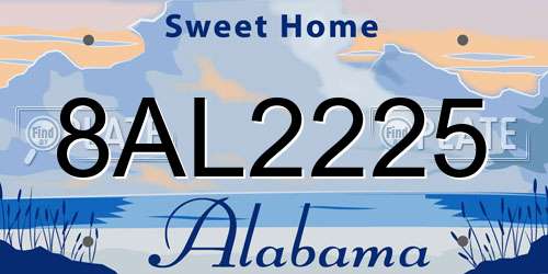 8AL2225 Alabama License Plate