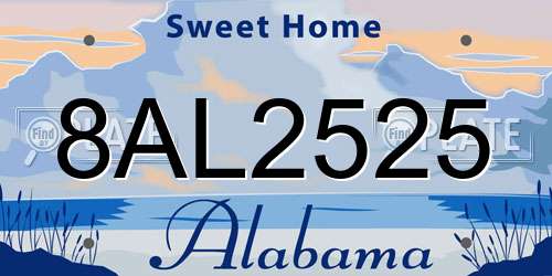 8AL2525 Alabama License Plate
