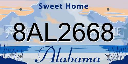 8AL2668 Alabama License Plate