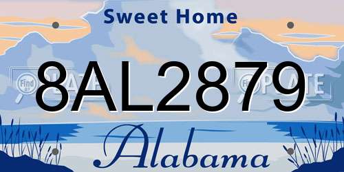 8AL2879 Alabama License Plate