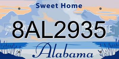 8AL2935 Alabama License Plate