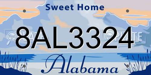 8AL3324 Alabama License Plate