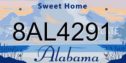 8AL4291 Alabama License Plate