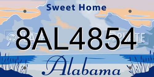 8AL4854 Alabama License Plate