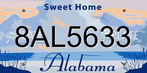8AL5633 Alabama License Plate
