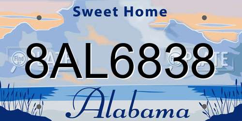 8AL6838 Alabama License Plate