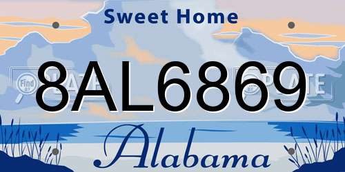 8AL6869 Alabama License Plate