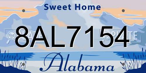 8AL7154 Alabama License Plate