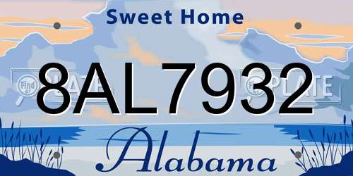8AL7932 Alabama License Plate