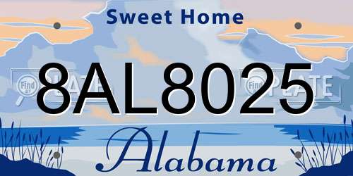 8AL8025 Alabama License Plate