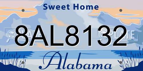 8AL8132 Alabama License Plate
