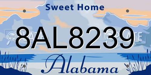 8AL8239 Alabama License Plate
