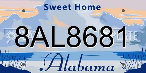8AL8681 Alabama License Plate