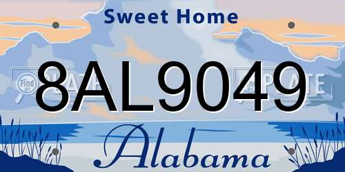 8AL9049 Alabama License Plate