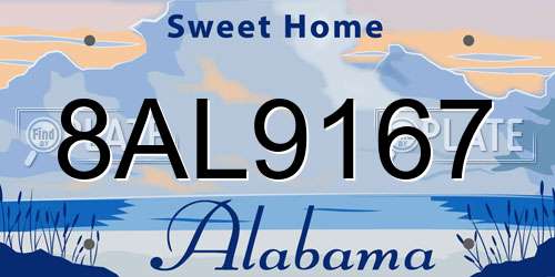 8AL9167 Alabama License Plate