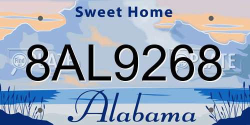 8AL9268 Alabama License Plate
