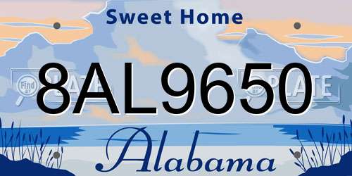 8AL9650 Alabama License Plate