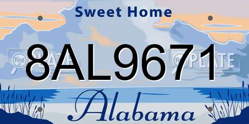 8AL9671 Alabama License Plate