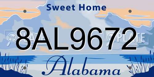 8AL9672 Alabama License Plate