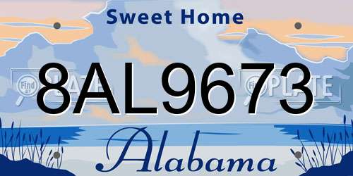 8AL9673 Alabama License Plate