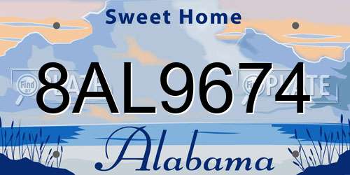 8AL9674 Alabama License Plate
