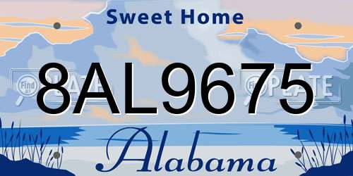 8AL9675 Alabama License Plate