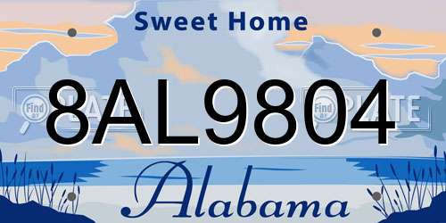 8AL9804 Alabama License Plate