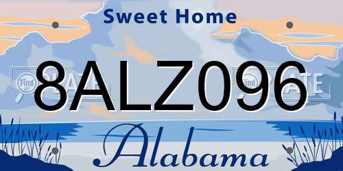 8ALZ096 Alabama License Plate