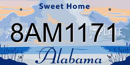 8AM1171 Alabama License Plate