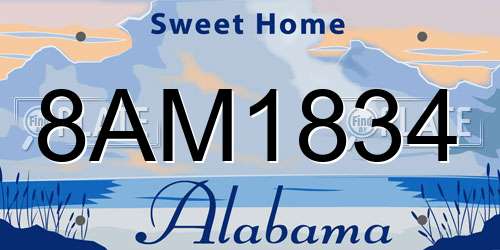 8AM1834 Alabama License Plate