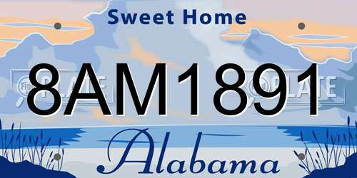 8AM1891 Alabama License Plate