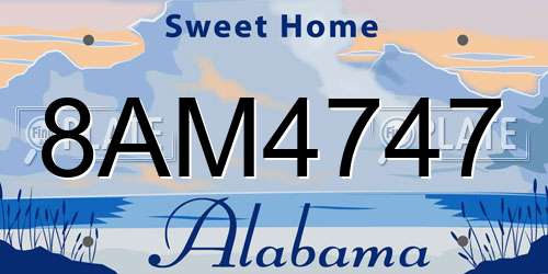 8AM4747 Alabama License Plate