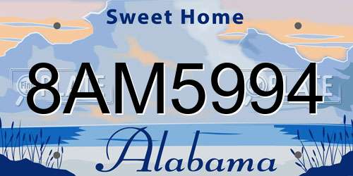8AM5994 Alabama License Plate
