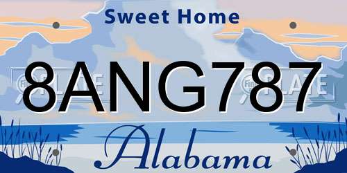 8ANG787 Alabama License Plate
