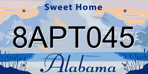 8APT045 Alabama License Plate
