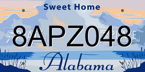 8APZ048 Alabama License Plate