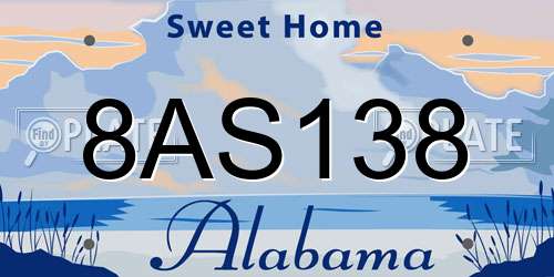 8AS138 Alabama License Plate