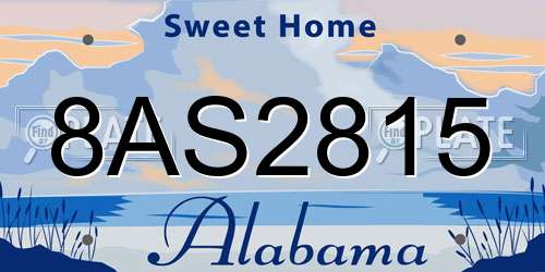 8AS2815 Alabama License Plate