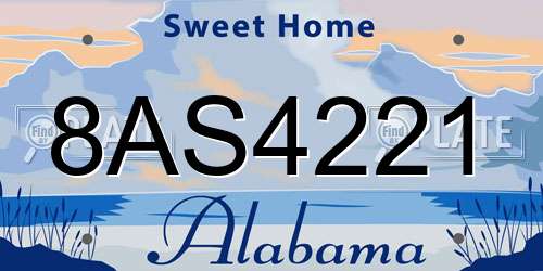 8AS4221 Alabama License Plate