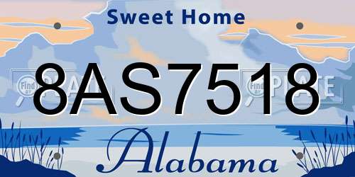 8AS7518 Alabama License Plate