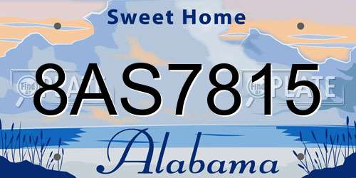 8AS7815 Alabama License Plate