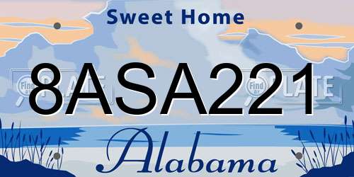 8ASA221 Alabama License Plate