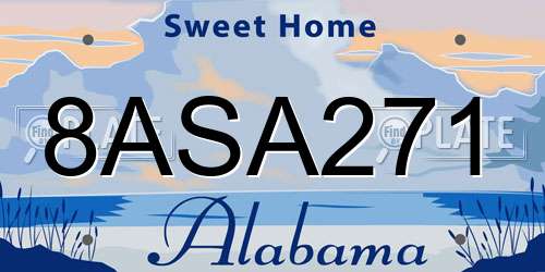 8ASA271 Alabama License Plate