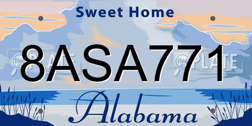 8ASA771 Alabama License Plate