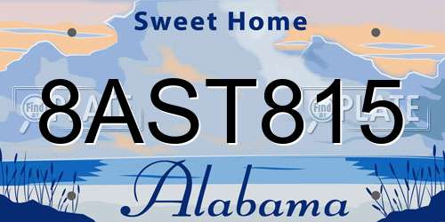 8AST815 Alabama License Plate