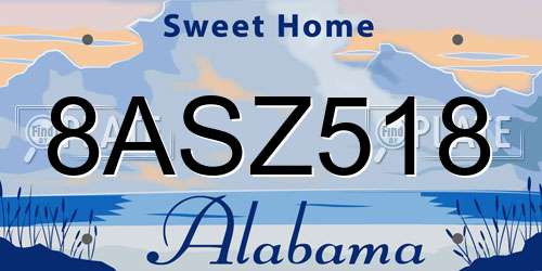 8ASZ518 Alabama License Plate