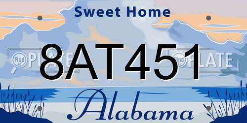 8AT451 Alabama License Plate