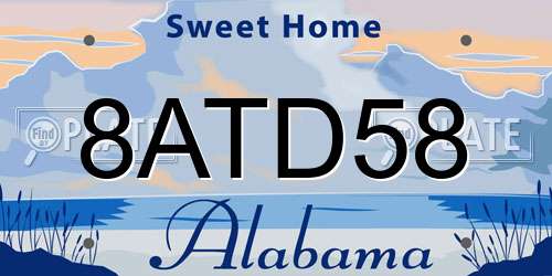 8ATD58 Alabama License Plate