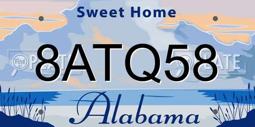 8ATQ58 Alabama License Plate